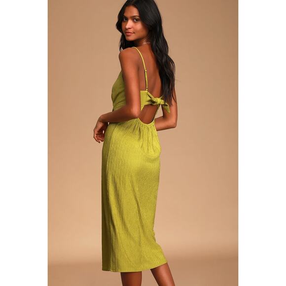 Lulus Green Faux Wrap Midi Dress - Picture 2 of 10